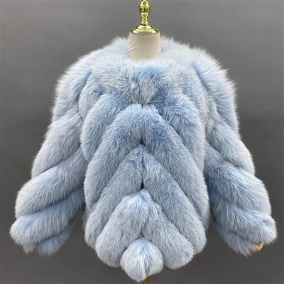 Manteau en Fourrure de Renard Bleu