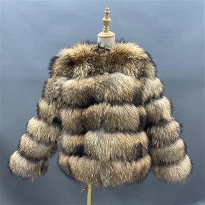 Manteau en fourrure de raton laveur pour femme