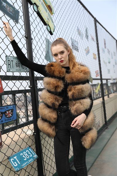 Gilet en fourrure de raton laveur