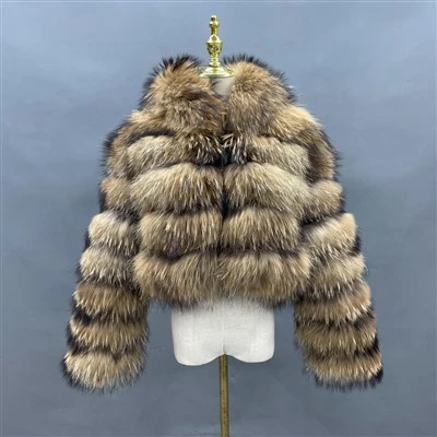 Manteau à capuche en raton laveur